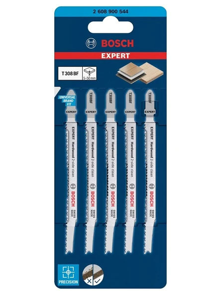 Bosch EXPERT Dekupaj Bıçağı Extra Clean for Hard Wood T308 BF 5'li ürün görseli 1