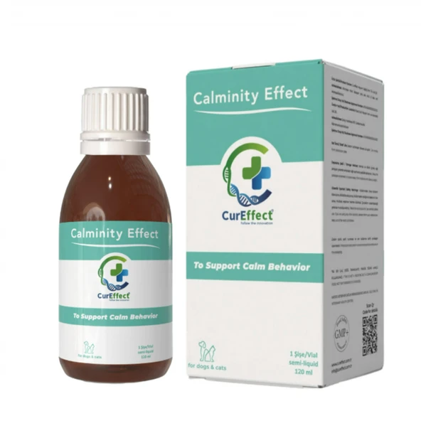 Cureffect Calminity Effect 120 ml (Kedi ve Köpekler İçin Doğal Sakinleştirici, Yolculuk ve Stres Solüsyonu) ürün görseli 1
