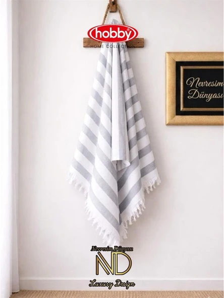 Stripe Gri Plaj Hlusu 70x140 ürün görseli 1