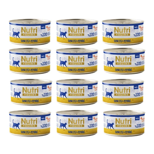 Nutri Feline Adult Pate 70Gr Tavuk Etli & Peynirli 12Adet Yaş Yetişkin Kedi Maması ürün görseli 1