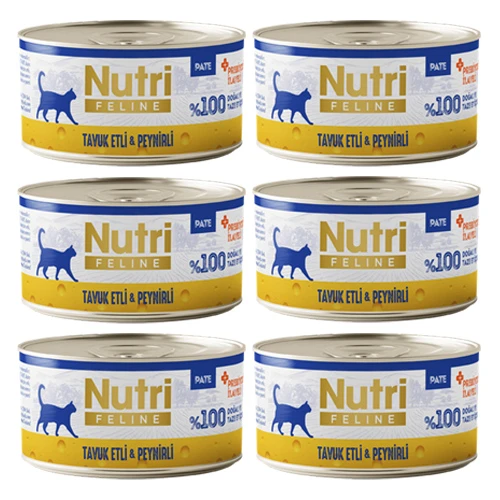 Nutri Feline Adult Pate 70Gr Tavuk Etli & Peynirli 6 Adet Yaş Yetişkin Kedi Maması ürün görseli 1