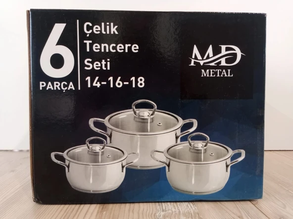 3'lü Mini Çelik Tencere seti, Cam kapaklı. - Resim 4