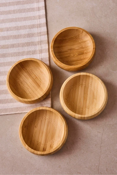 Perotti Snacks 4'lü Yuvarlak Bambu Çerezlik 9,5 cm - Resim 3