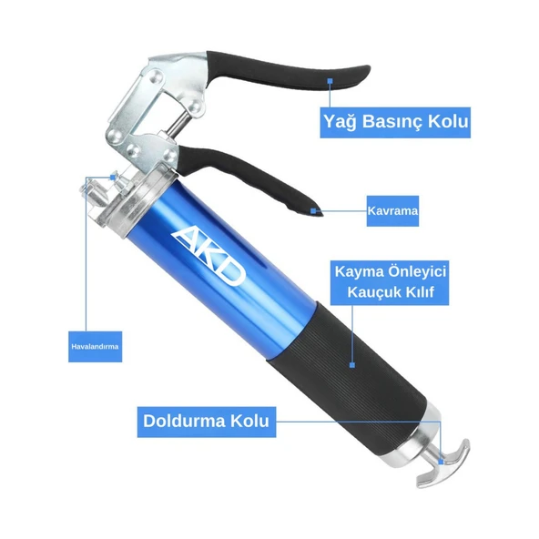 Gres Yağ Tabancası 8000 PSI Tek El Kullanım 400 cc (18 oz) - Resim 3