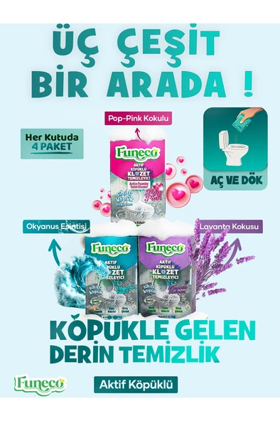 Klozet WC Temizleyici Set, Her Kutuda 4 Paket, Lavanta, Okyanus, Pop Pink!! ürün görseli 1