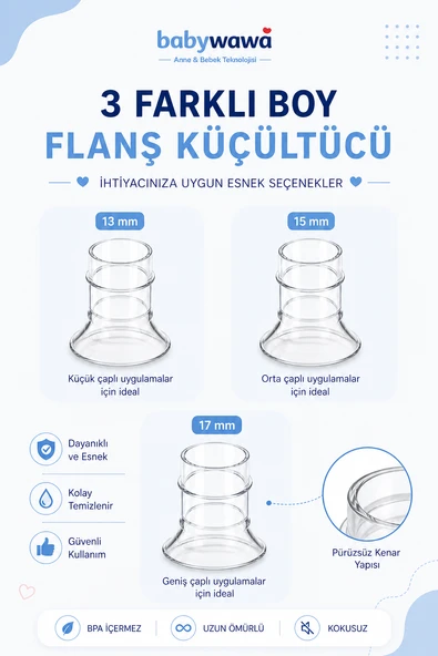 Göğüs Pompası Kalkanı Silikon Flanş Küçültücü 13-15-17mm ürün görseli 1