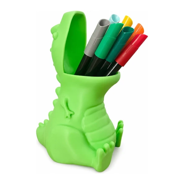 Dinozor Tasarım Kalemlik 10 CM -Masaüstü Organizer | Sert Plastik Eğlenceli Kalem Tutucu ürün görseli 1