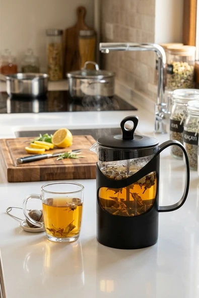 Herevin 131061-834 French Press Süzgeçli Çay Kahve Kupası 600Ml ürün görseli 1