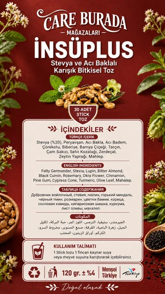 Dr. Bronos - İNSÜPLUS 30'lu Stick Çay (Stevya ve Acı Baklalı) - Resim 2