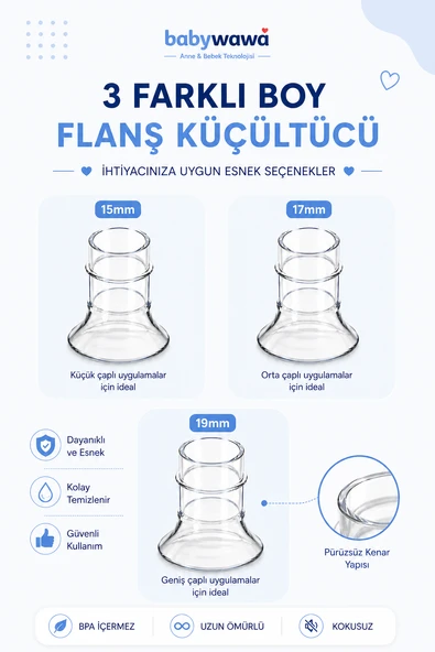 Göğüs Pompası Kalkanı Silikon Flanş Küçültücü 15-17-19mm ürün görseli 1