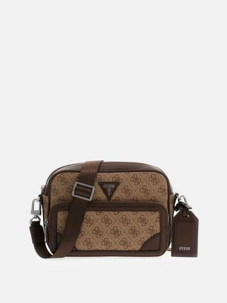 Guess Milano Çift Fermuarlı Çapraz Askılı Erkek Bej Çapraz Çanta HMMILLP6222-BEG ürün görseli 1