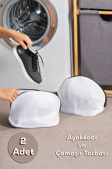 Porsima 2li Fermuarlı Bölmeli Çamaşır Ayakkabı Yıkama Filesi Deforme Önleyici Torba File 23x33 cm ürün görseli 1