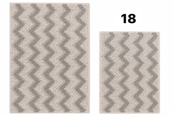 Kilim Motifli iki’li Klozet Takımı  Krem & Gri ürün görseli 1