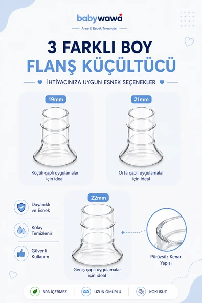 Göğüs Pompası Kalkanı Silikon Flanş Küçültücü 19-21-22mm ürün görseli 1