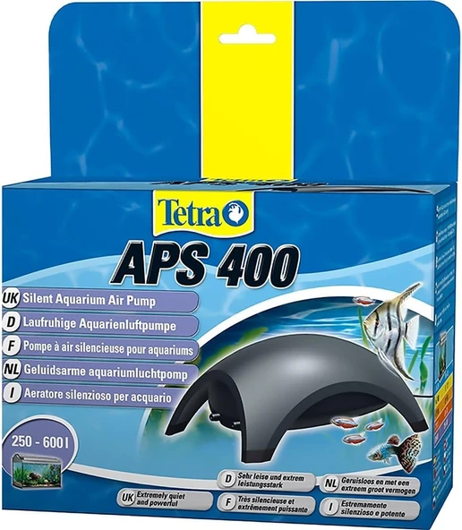 Tetra APS 400 Hava Motoru Çift Çıkışlı 400 L/H – Sessiz Akvaryum Oksijen Pompası (Siyah) 250/600L Akvaryum ürün görseli 1