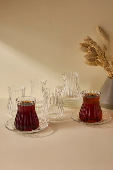 Perotti Harmancık 12 Parça Borosilikat Cam Çay Takımı 170 ml El Yapımı ürün görseli 1