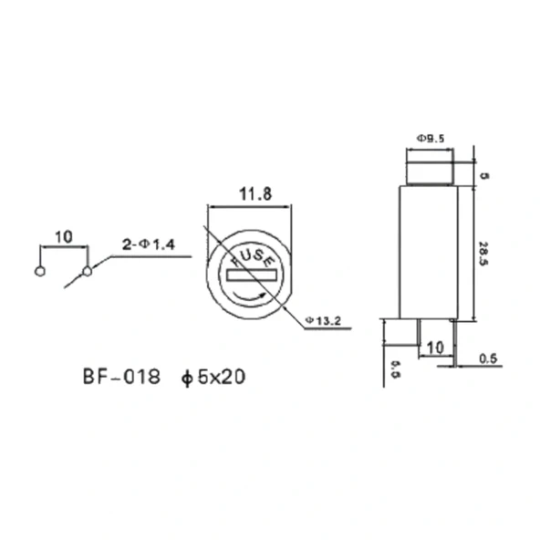 IC-235D Sigorta Yuvası 5x20mm 180° PCB - Resim 2