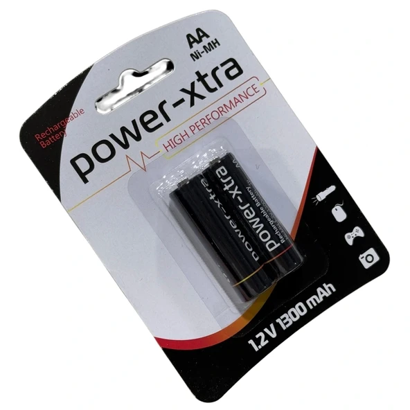 Power-Xtra AA 1300mAh 1.2V Ni-Mh Şarj Edilebilir Pil - 2'li Blister ürün görseli 1