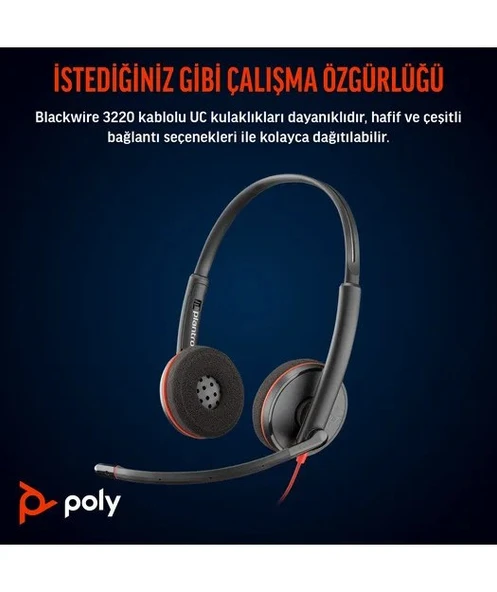 Poly BW 3220 Stereo USB-C HS +USB-C/A - Resim 9