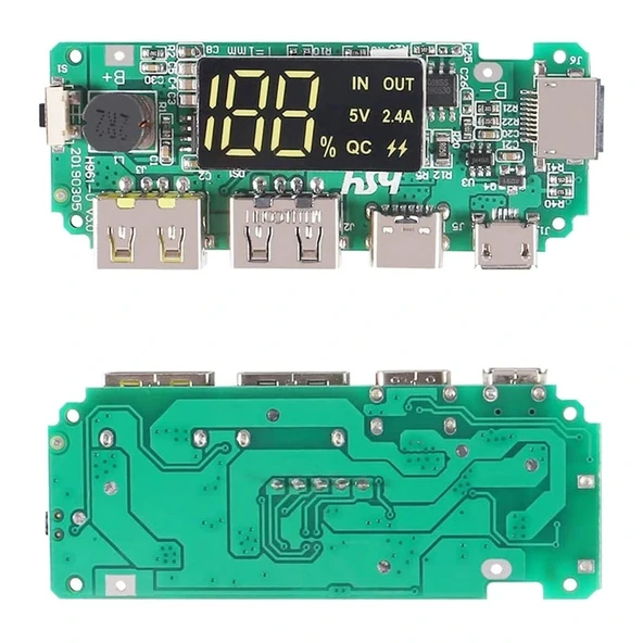Çift USB 5V 2.4A Ledli Micro Type-C Powerbank Modülü - Resim 3