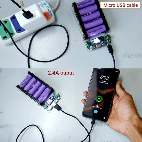 Çift USB 5V 2.4A Ledli Micro Type-C Powerbank Modülü - Resim 6
