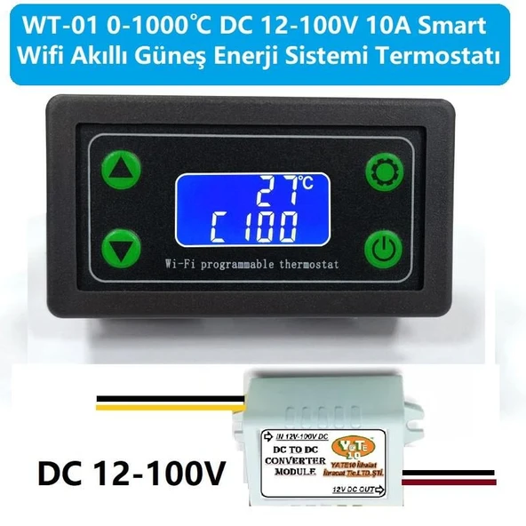 WT-01 Smart Wifi DC12-100V 1000C Güneş Paneli Termostat-Timer ürün görseli 1