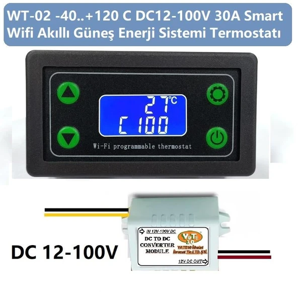 Yate10 Smart Wifi DC12-100V 30A Güneş Panel Termostat/ Timer ürün görseli 1