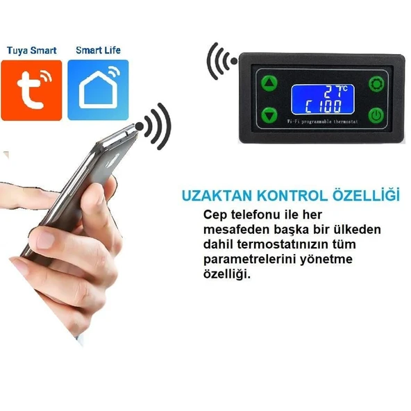 WT-01 Smart Wifi DC12-100V 1000C Güneş Paneli Termostat-Timer - Resim 2