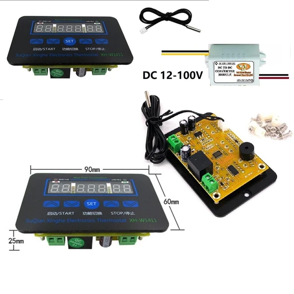 W1411 DC12-100V 10A Güneş Paneli Termostat/Timer - Resim 2