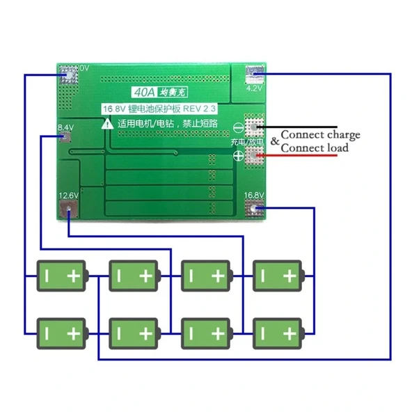 4S 40A BMS 18650 Balanslı Li-Ion Şarj Koruma Devresi - Resim 5