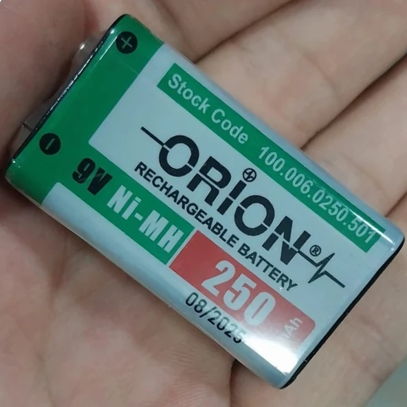 Orion 9V 250mAh Ni-Mh Şarj Edilebilir Pil ürün görseli 1