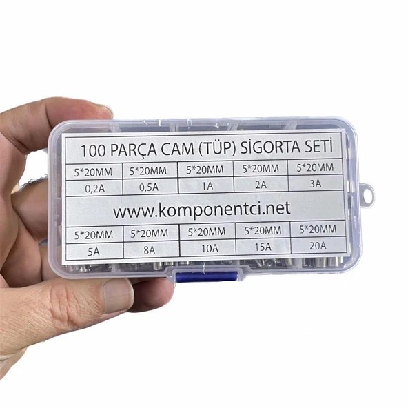 100 Parça 5x20mm Cam Sigorta Tüp Sigorta Seti Plastik Kutulu ürün görseli 1