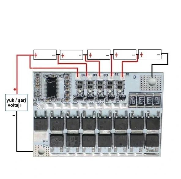 5S 100A LiFePO4 Balanslı BMS Beyaz PCB - Resim 5
