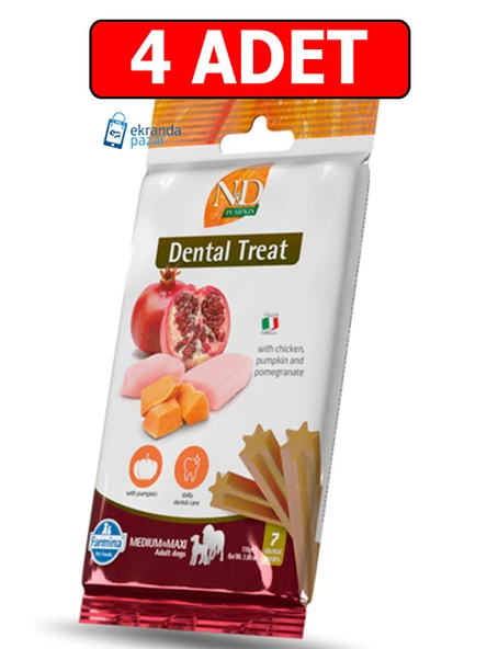 Nd köpek ödül nd pumpkin dental treat tavuklu bal kabaklı narlı orta ve büyük ırk yetişkin köpek ödül maması 4adet 100 gr (7'li) ürün görseli 1