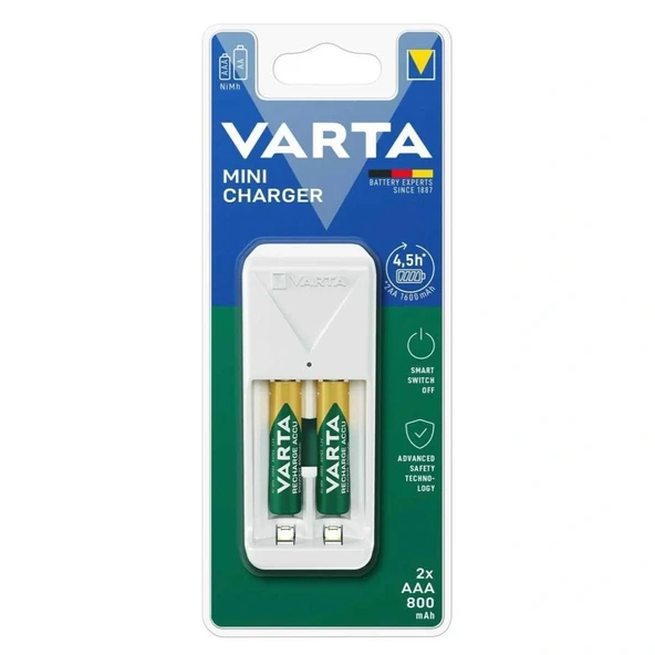Varta 57656 Mini Pil Şarj Cihazı 2x800mAh (Pilli) ürün görseli 1