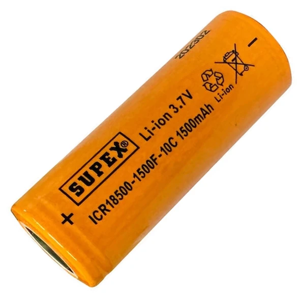 Supex ICR18500 3.7V 1500mAh Li-ion Şarjlı Pil 10C Deşarj Akımı (Başsız) ürün görseli 1