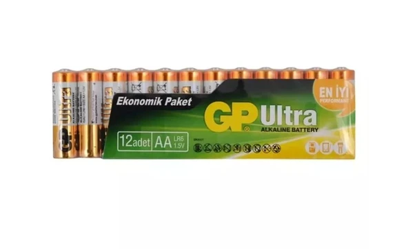 GP LR6 1.5V Ultra Alkalin 12’li Kalem Pil ürün görseli 1