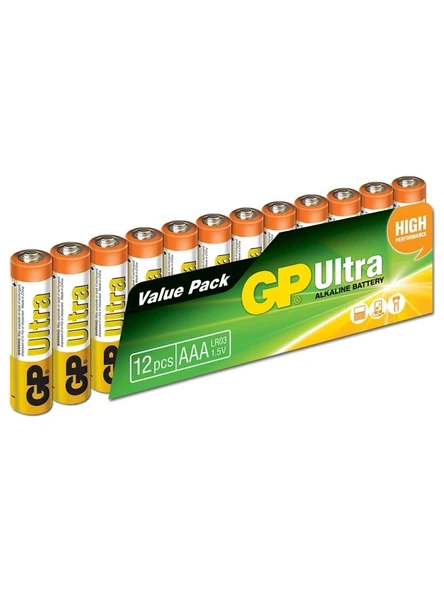 GP LR03 1.5V Ultra Alkalin AAA İnce Kalem Pil 12'li ürün görseli 1