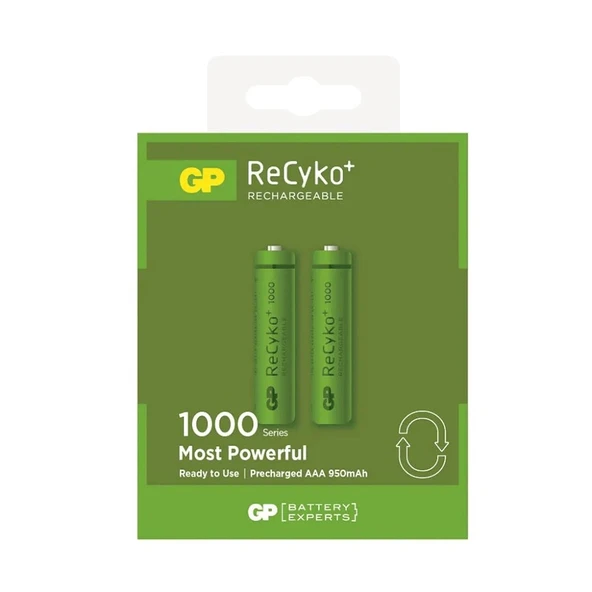 GP ReCyko 950 mAh AAA Şarj Edilebilir İnce Kalem Pil 2'li Paket ürün görseli 1