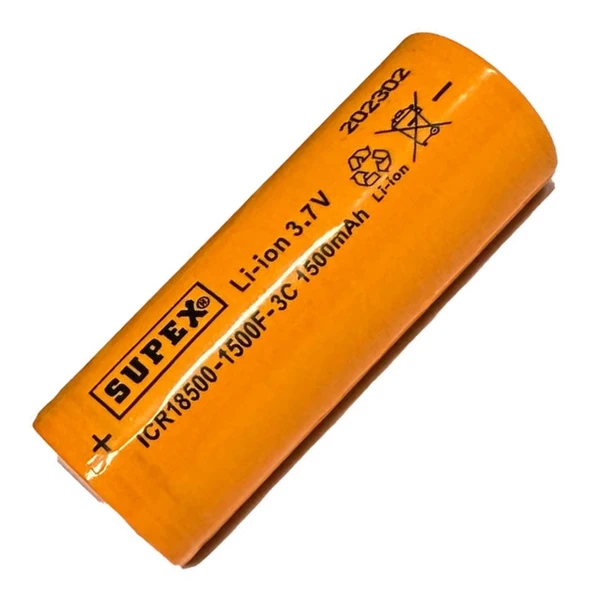 Supex ICR18500 3.7V 1500mAh Li-ion Şarjlı Pil 3C Deşarj Akımı (Başsız) ürün görseli 1