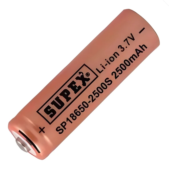 Supex 18650 3.7V 2500mAh Li-ion Şarjlı Pil (Başlı) ürün görseli 1