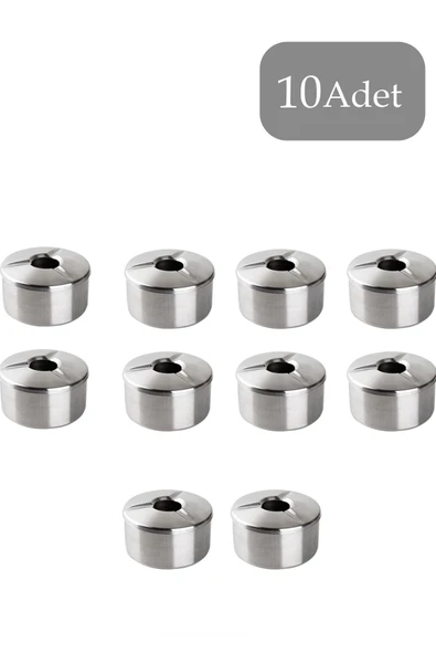 Porsima 10 lu Paslanmaz Çelik Metal Kül Tablası - Kapaklı Rüzgar Geçirmez Küllük ürün görseli 1