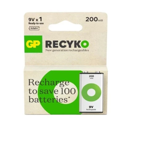 GP Recyko 200 mAh 9V Şarjlı Pil ürün görseli 1