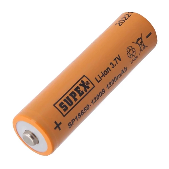 Supex 18650 3.7V 1200mAh Li-ion Pil (Başlı) ürün görseli 1