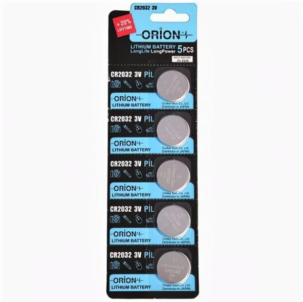Orion CR2032 3V Lityum Düğme Pil 5'li Kart Paket ürün görseli 1