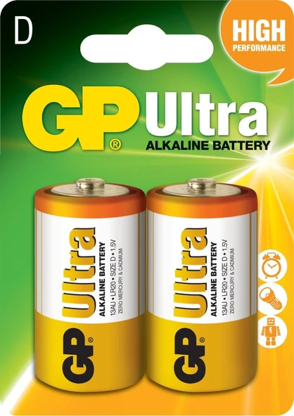 GP GP13AU LR20 Ultra Alkalin 2'li Pil ürün görseli 1