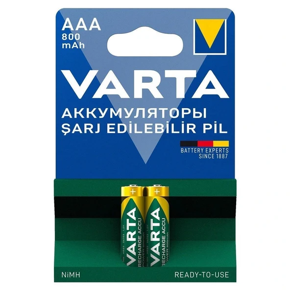 Varta 800mAh AAA Şarjlı İnce Pil 2'li Paket ürün görseli 1