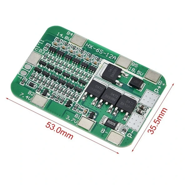 6S 15A BMS 18650 Lityum Pil Şarj Koruma Devresi - Resim 2