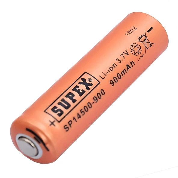 Supex 14500 3.7V 900mAh Li-ion Şarjlı Pil (Başlı) ürün görseli 1