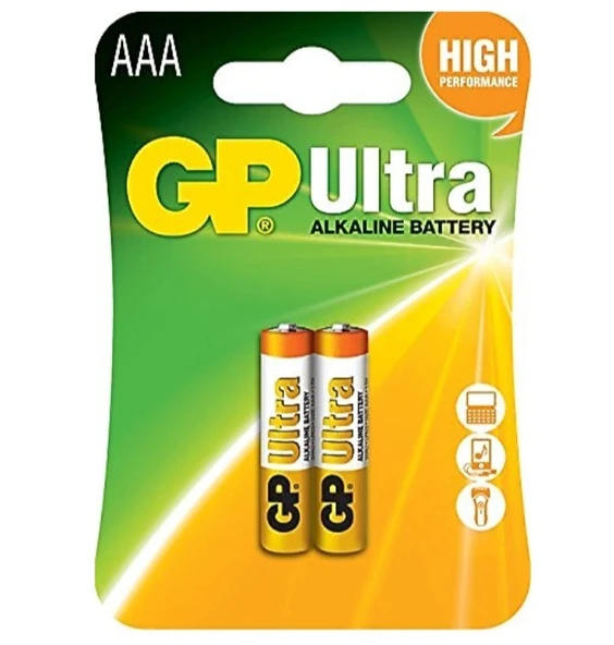 GP LR03 1.5V Ultra Alkalin AAA İnce Kalem Pil 2’li ürün görseli 1